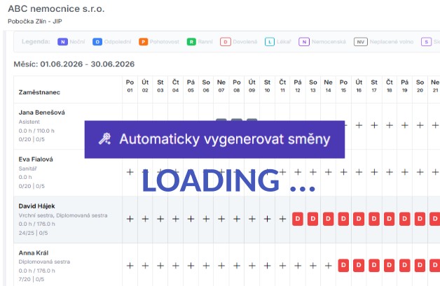 Automatické generování směn ve Fibertrix
